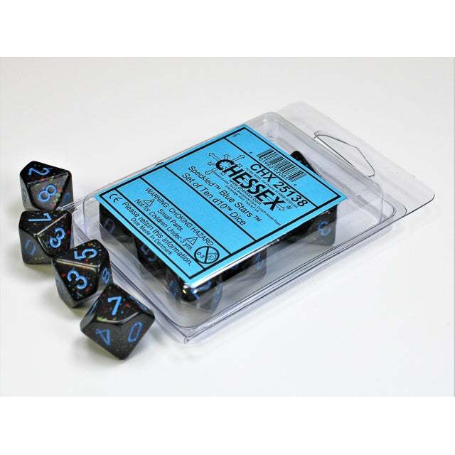 CHX 25138 Speckled Blue Stars Set of Ten d10s - Gaming Accessory