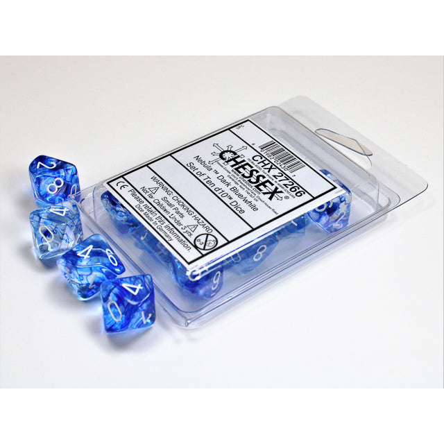 CHX 27266 Nebula Dark Blue/white Set of Ten d10s