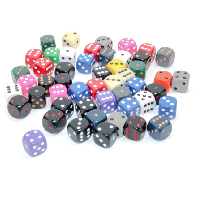 CHX 29422 Bag of 50 Assorted Loose Opaque 12mm d6 Dice - Gaming Accessory