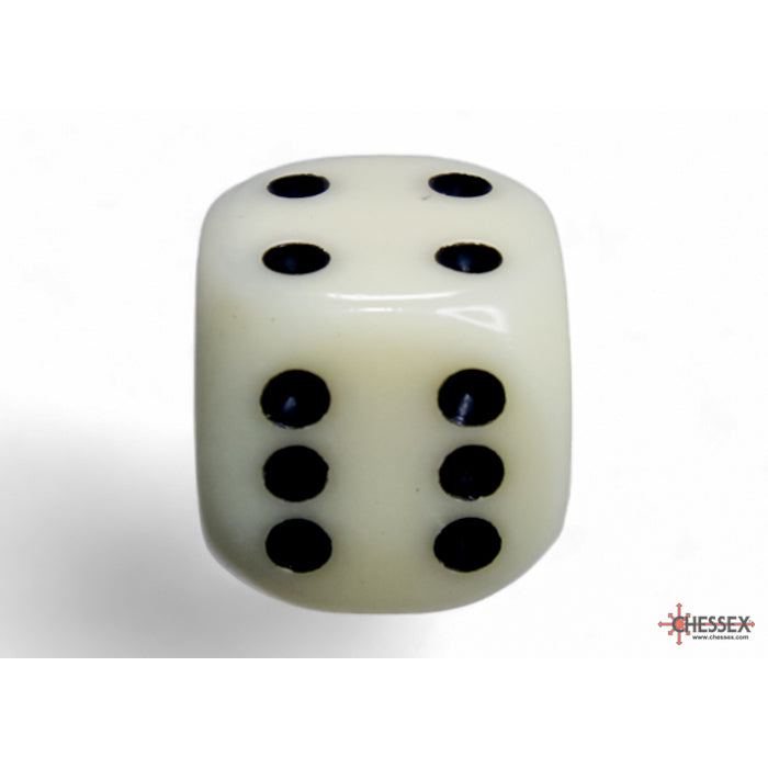 CHX 25600 Opaque Ivory/black 16mm d6 Dice Block (12 dice)
