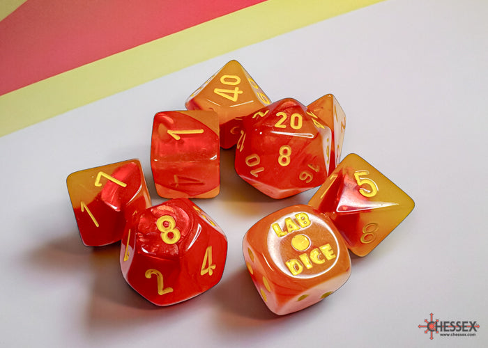 CHX 30051 Gemini Gellow-Red/yellow Polyhedral Luminary 7-Dice Set
