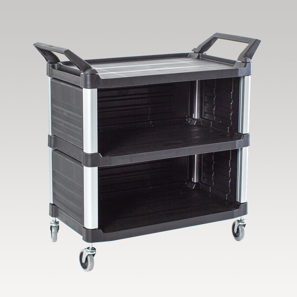Trust Hi5 3 Shelf Utility Cart with 3 Panels (Black)