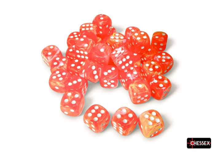 CHX 27953 Festive Dahlia/white Luminary 12mm d6 Dice Block (36 dice)