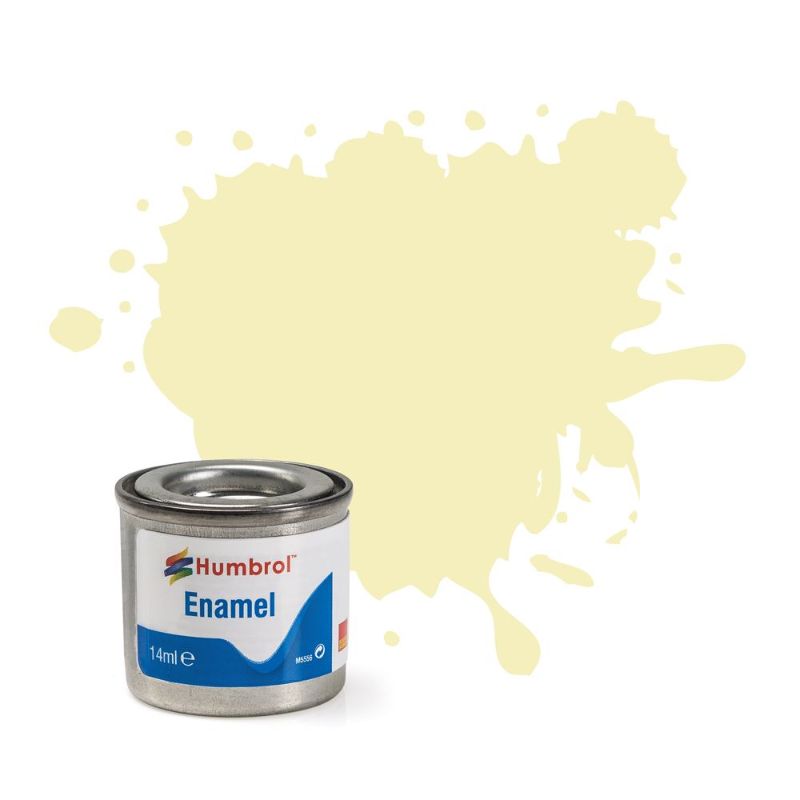 Set of 6 Humbrol Ivory Gloss enamel paint tins, 14ml each, ideal for a smooth finish on various surfaces.