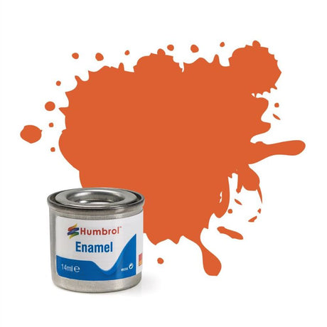 Set of 6 vibrant orange enamel paint tinlets for precise detailing in crafting and model making, drying to a matte finish.