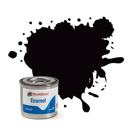 Set of 6 Humbrol Coal Black Satin Enamel Paint tinlets, ideal for models and crafts, offering a smooth, rich finish.