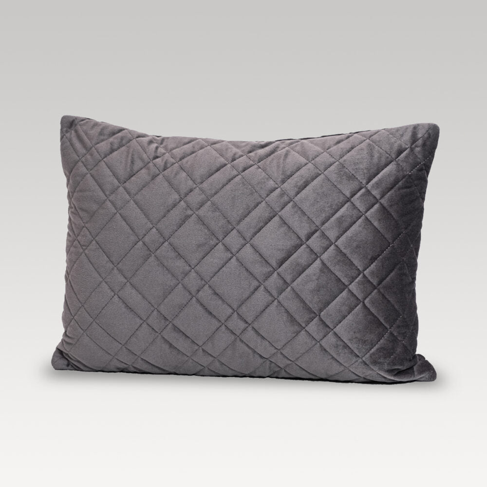 Quilted Cushion Cover - Dreamticket Verve Velvet Oblong (Pewter)
