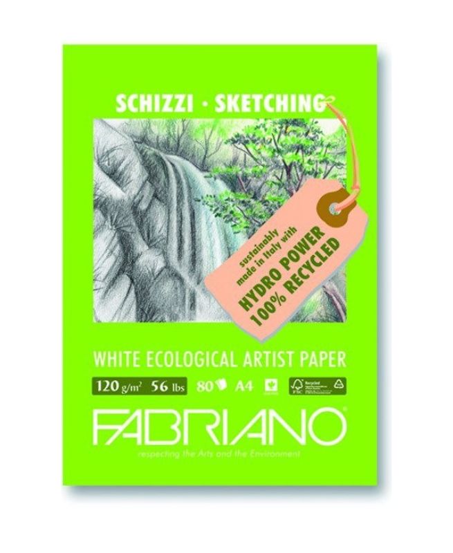 Eco-friendly Fabriano Disegno A3 paper, 120gsm, 40 sheets, ideal for various artistic mediums, acid-free and recycled.