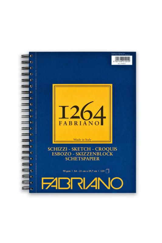 Fabriano 1264 Sketch Pad Spiral (Long Side) 90gsm A5 60 Sheets
