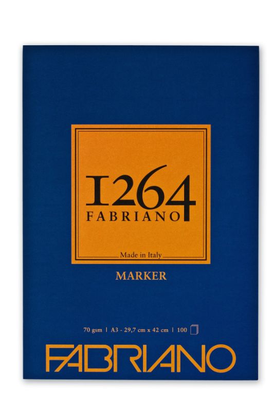 Fabriano 1264 Marker Pad A4 with 100 sheets of smooth, semi-transparent 70gsm paper, ideal for all marker types and mixed media.
