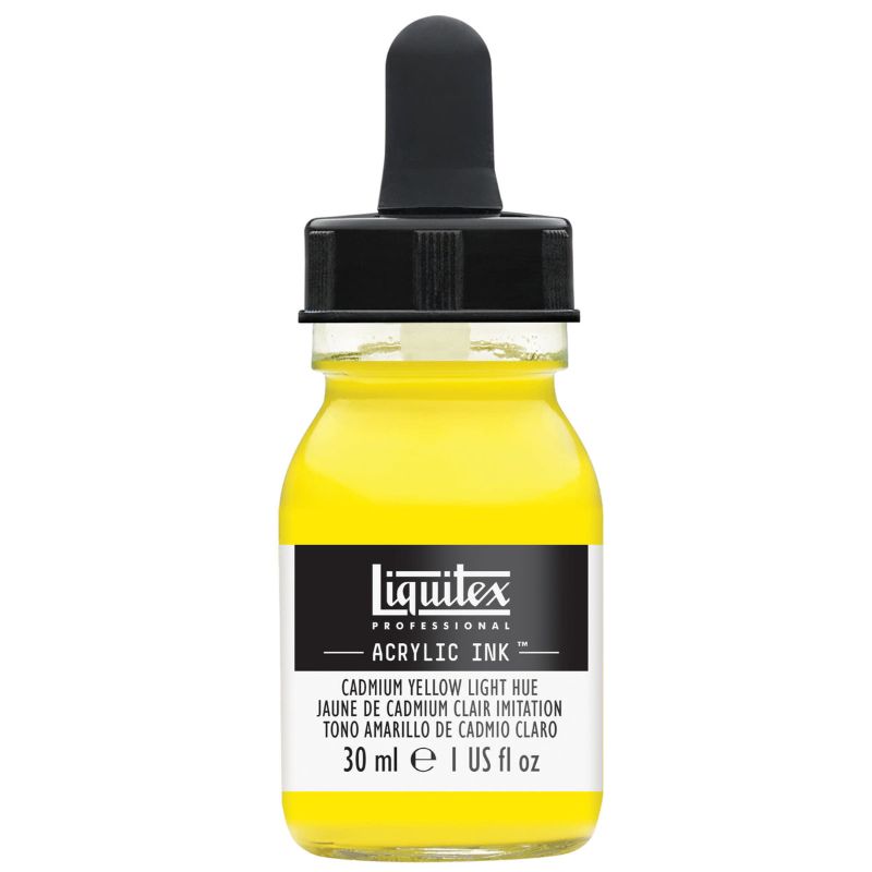 Vibrant 30ml yellow orange acrylic ink, perfect for artists seeking high-quality, lightfast, ultra-fluid color.
