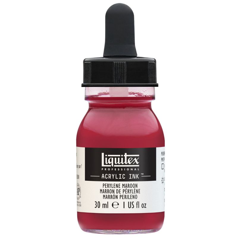 A vibrant 30ml bottle of Liquitex Acr Ink in Naphthol Red Light, perfect for achieving brilliant, long-lasting colors in art.