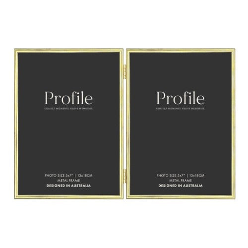 Profile - Habitat Gold Hinged Double Metal Photo Frame - 5x7in (13x18cm) (2)V