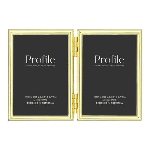 Profile - Habitat Gold Hinged Double Metal Photo Frame - 5x7in (13x18cm) (2)V