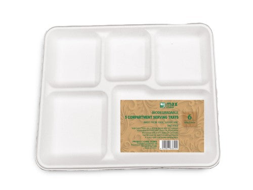 Biodegradable 5 Compartment Party Serving Trays (288pcs)