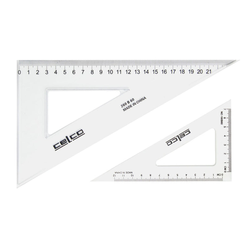 Celco 60 Degree Set Squares 14cm Clear