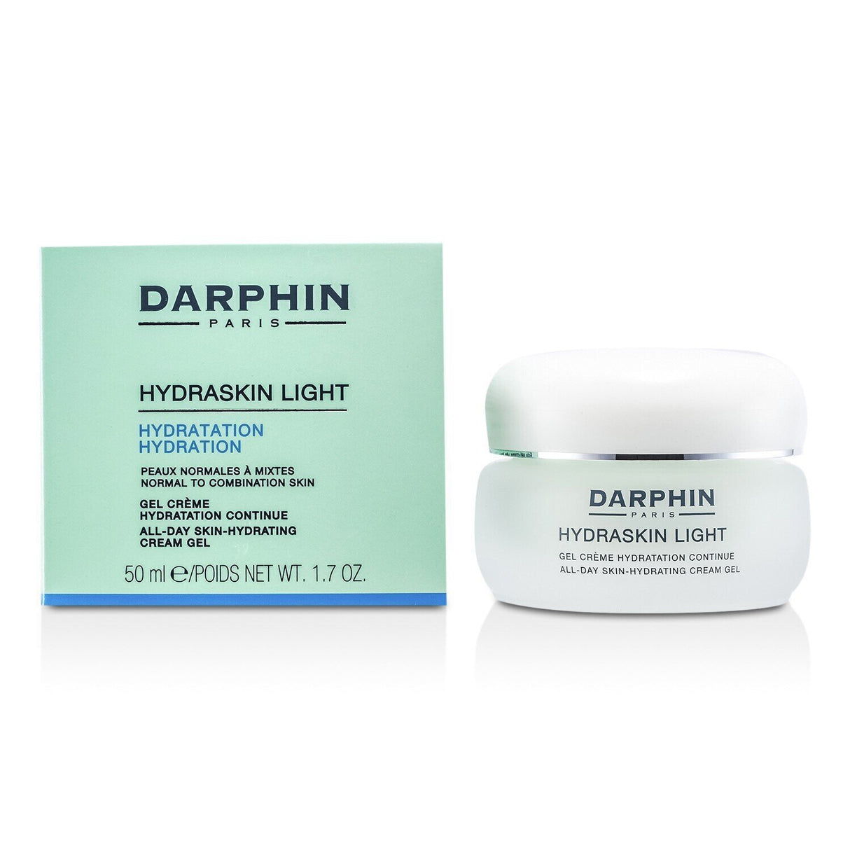 Lightweight 50ml moisturizing gel for normal to combination skin, promoting hydration and a radiant complexion.