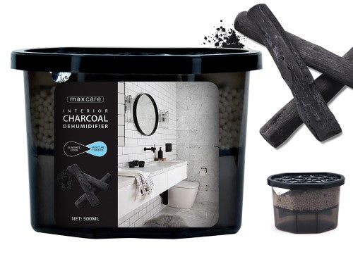 Charcoal Interior Dehumidifier set of 24, 500ml units absorb moisture to prevent mold and odors, promoting a dry, fresh home.