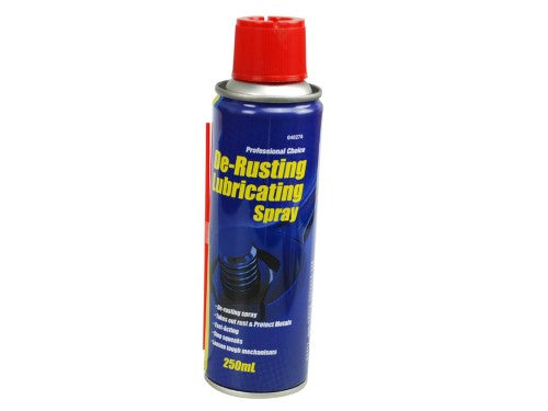 De-Rusting Lubricant Spray set of 24 in 250ml bottles, effective rust remover and lubricant for tools, machinery, and more.