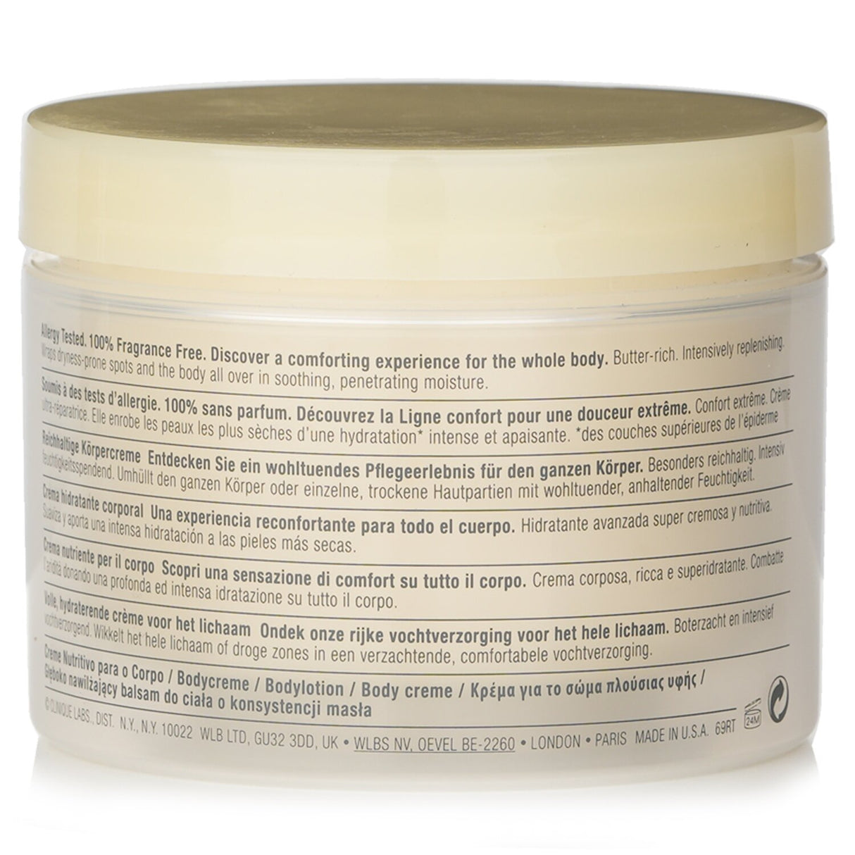 Clinique Deep Comfort Body Butter 200ml, a rich cream for deeply hydrating and softening dry skin on elbows, knees, and heels.