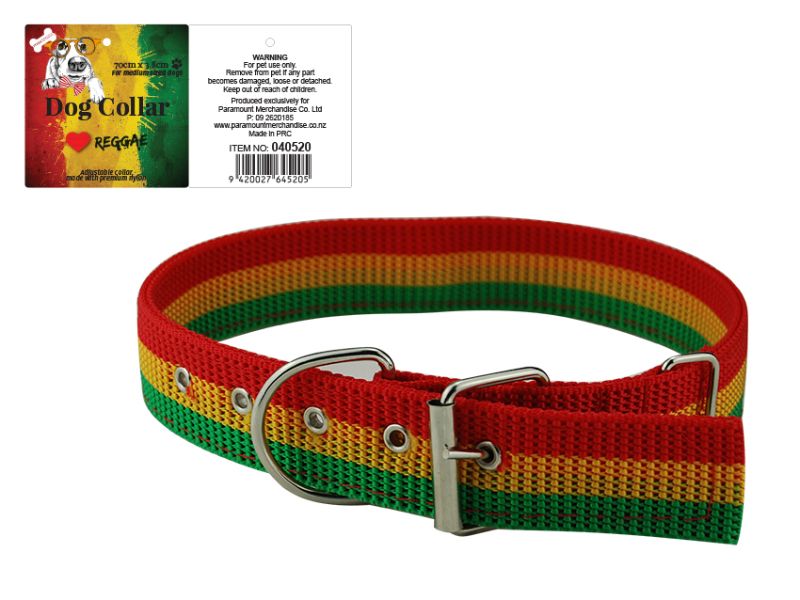 Dog Collar - Bob Marley Style 70cm (12 Units)