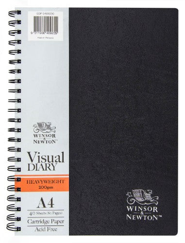 Wire-bound A4 diary with 200gsm heavyweight paper, ideal for various media; 60 durable sheets for artists and creators.