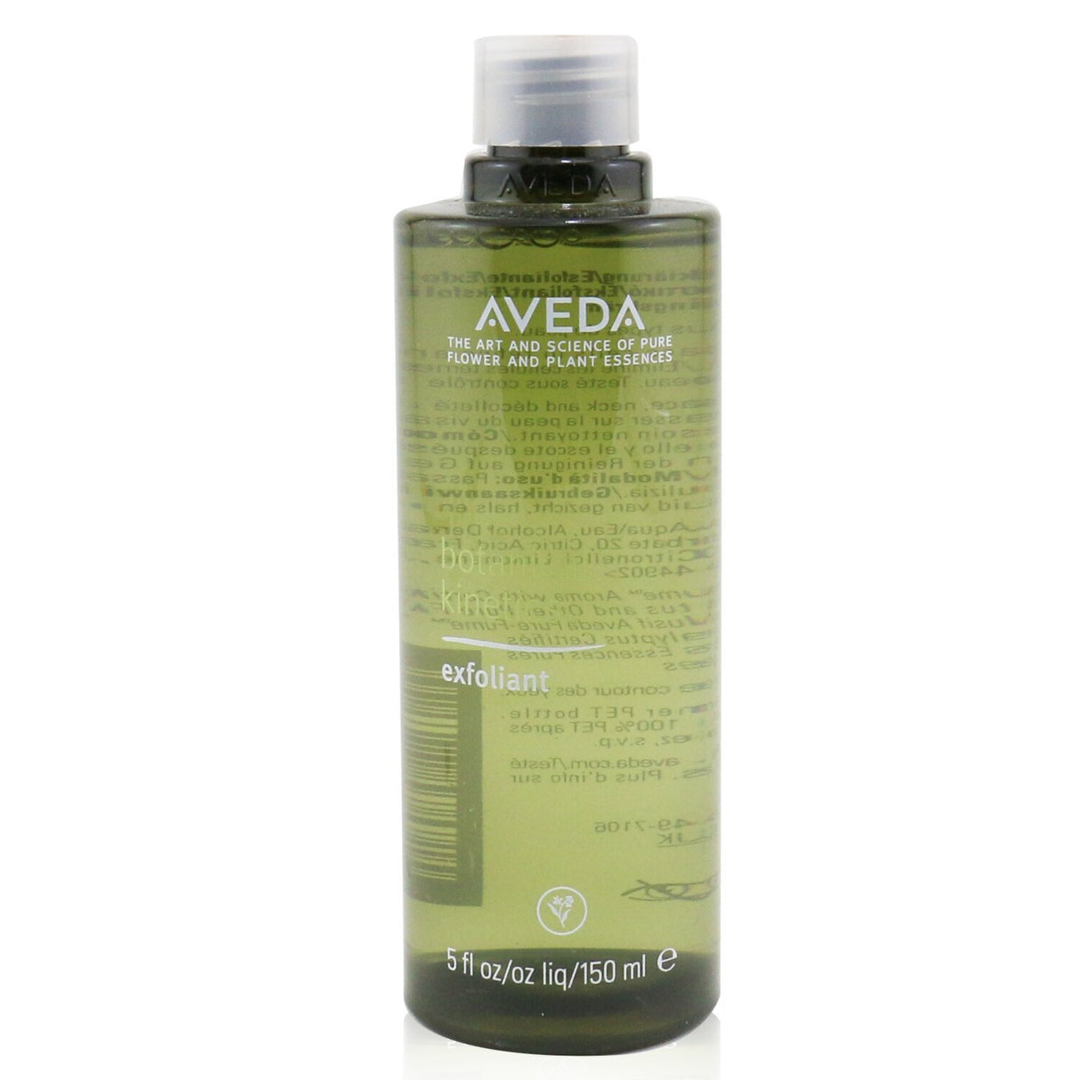 Aveda Botanical Kinetics Exfoliant in 150ml, a non-abrasive liquid that brightens skin and enhances moisture absorption.