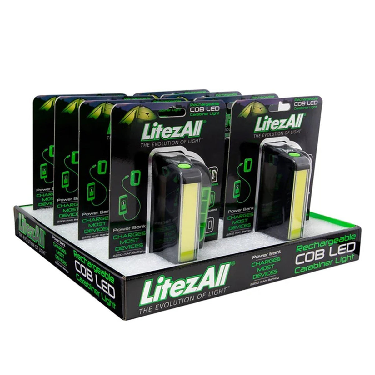 LitezAll Rechargeable COB LED Carabiner Clip Light