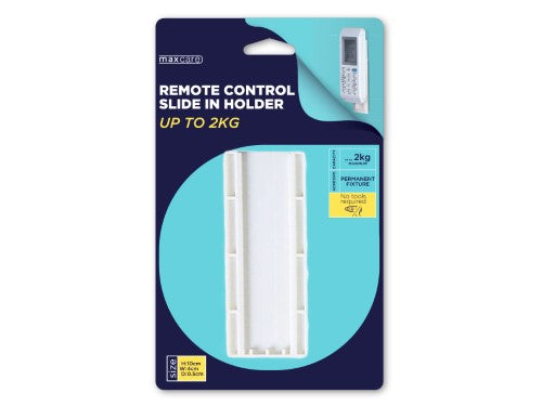 Maxcare Remote Control Slide-in Holder set of 12, strong adhesive, durable, space-saving for easy remote organization.