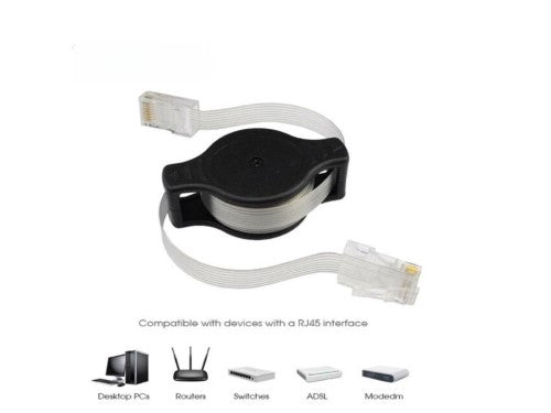 Retractable 1.5m Cat5e networking cables in a set of 12, ideal for versatile and organized internet connections.