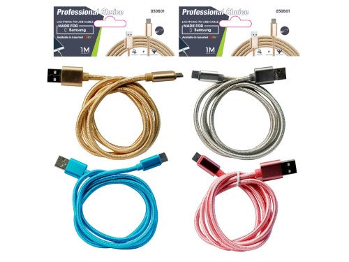 Set of 24 assorted 1m Micro USB charging cables, durable braided design for fast, reliable charging and syncing.