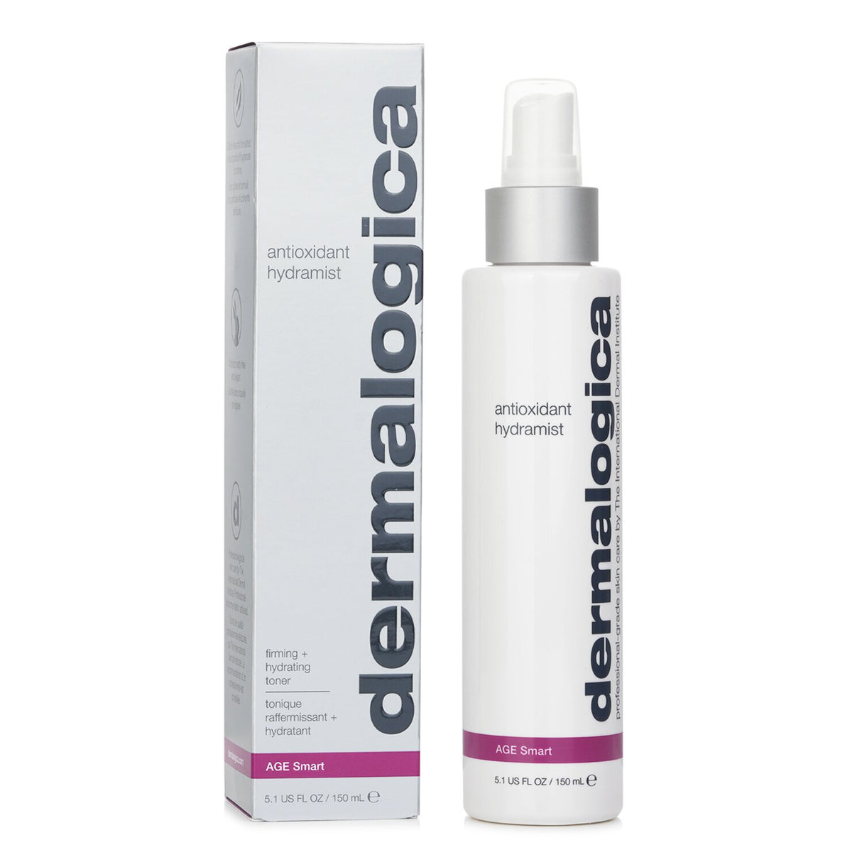Refreshing Dermalogica Age Smart Antioxidant Hydramist in a 150ml bottle, boosts hydration and fights signs of aging.