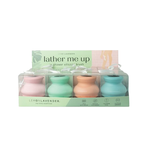 Lemon Lavender Silicone Body Scrubber Display - 12 pcs