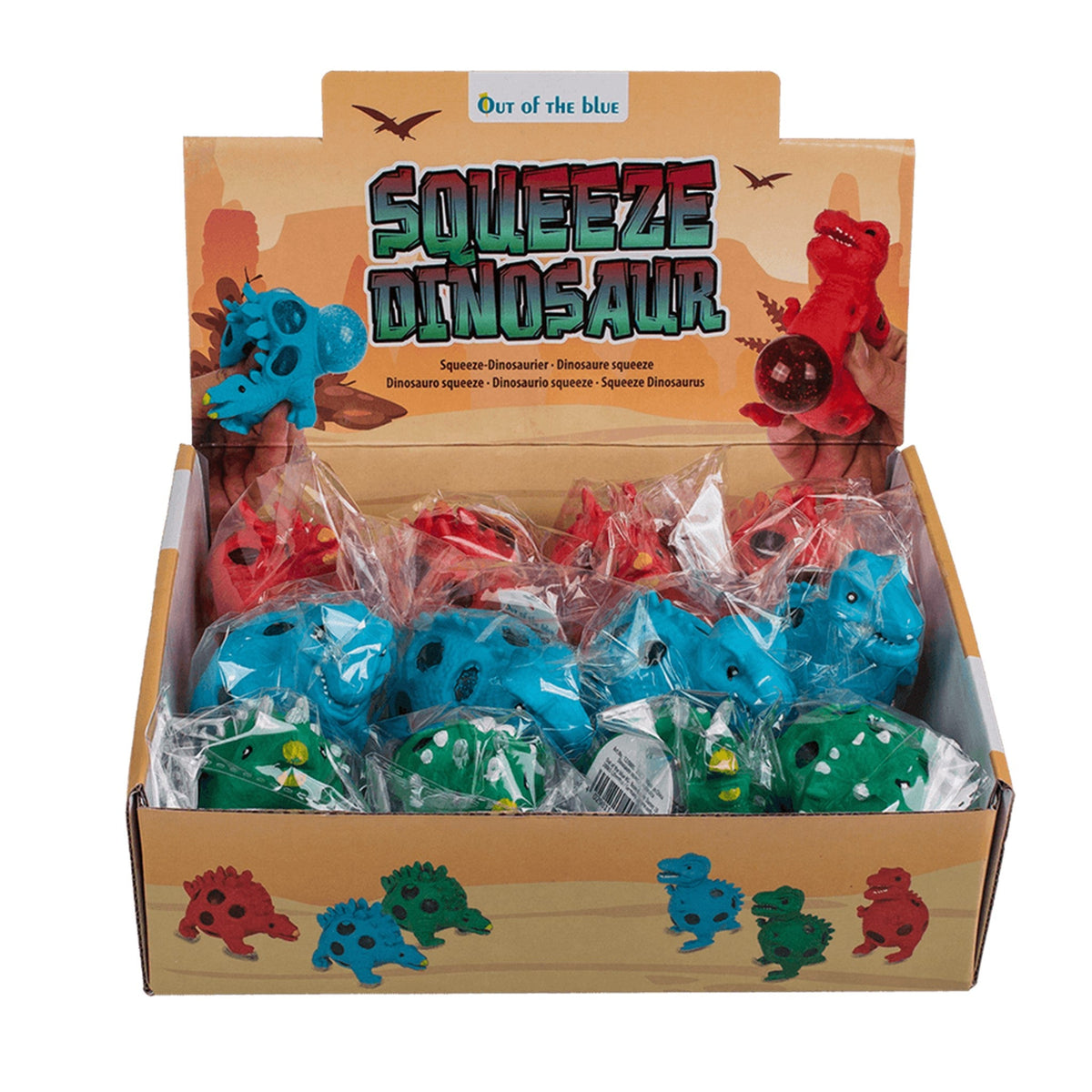 Squeeze Glitter Gel Dinosaur Toy Display 12pc