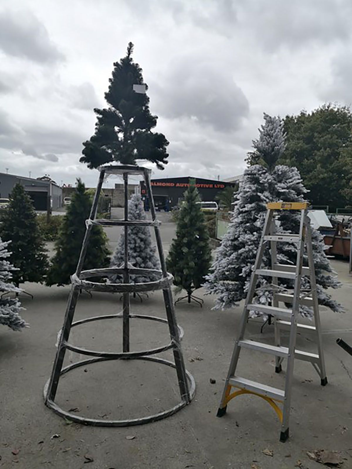 Artificial Green Pine Tree (12') with Metal Frame