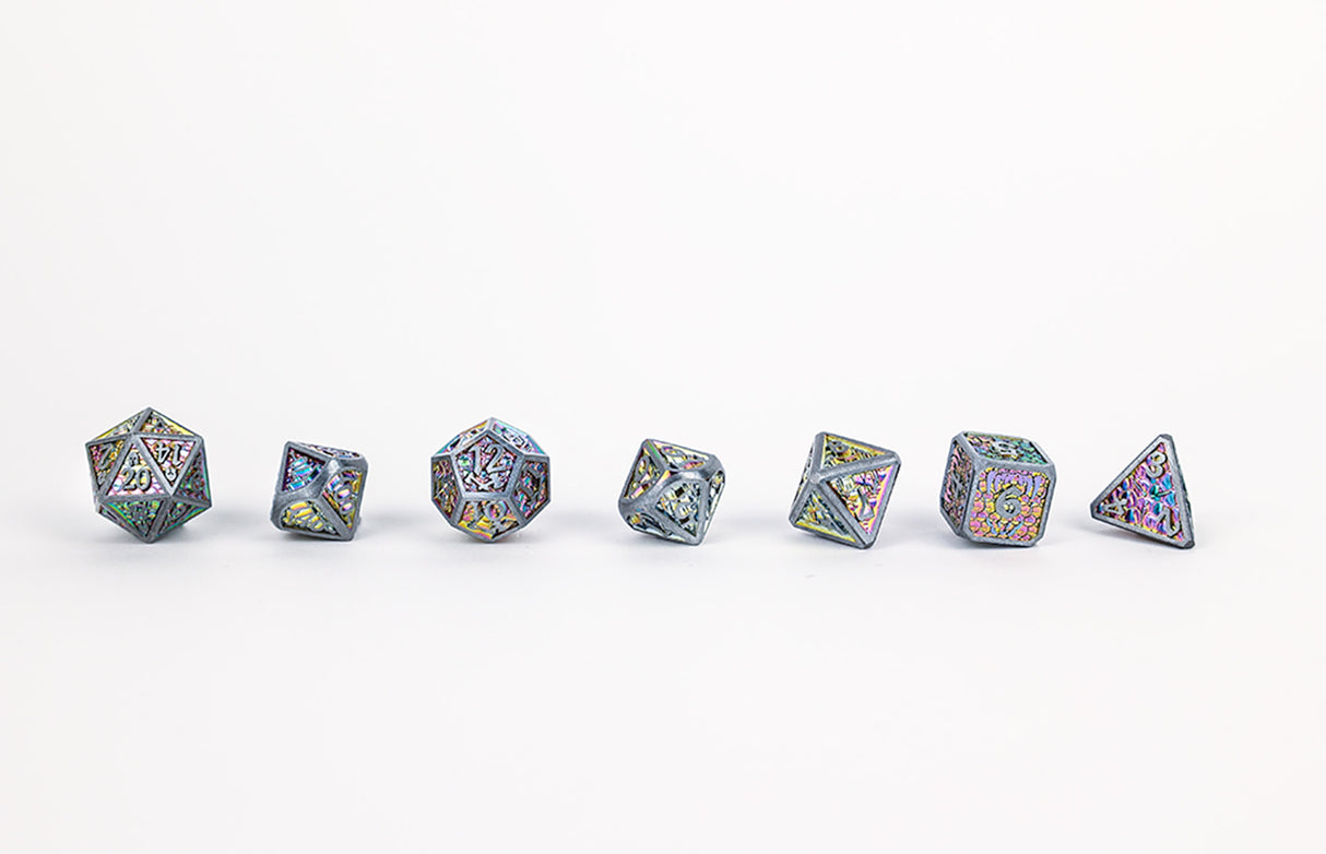 LPG Dice RPG Set Draco Bright Rainbow/Silver