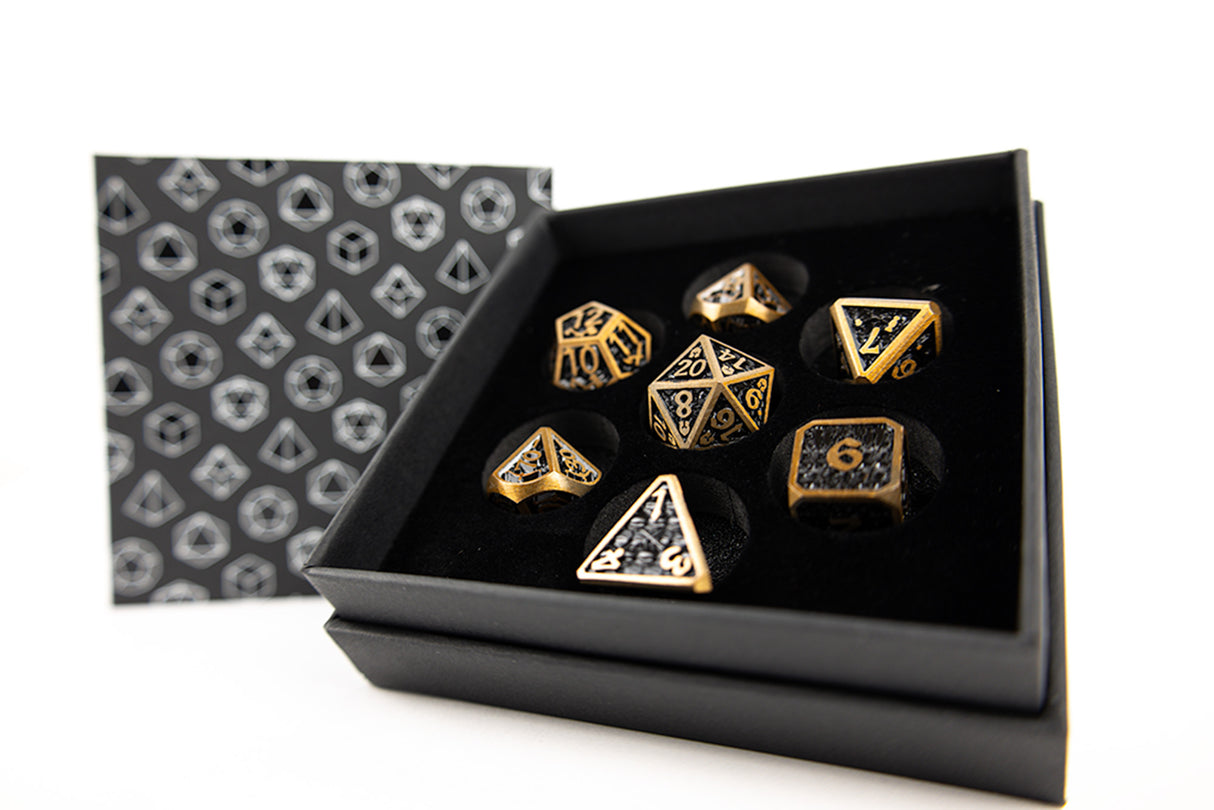 LPG Dice RPG Set Draco Dark Black/Gold