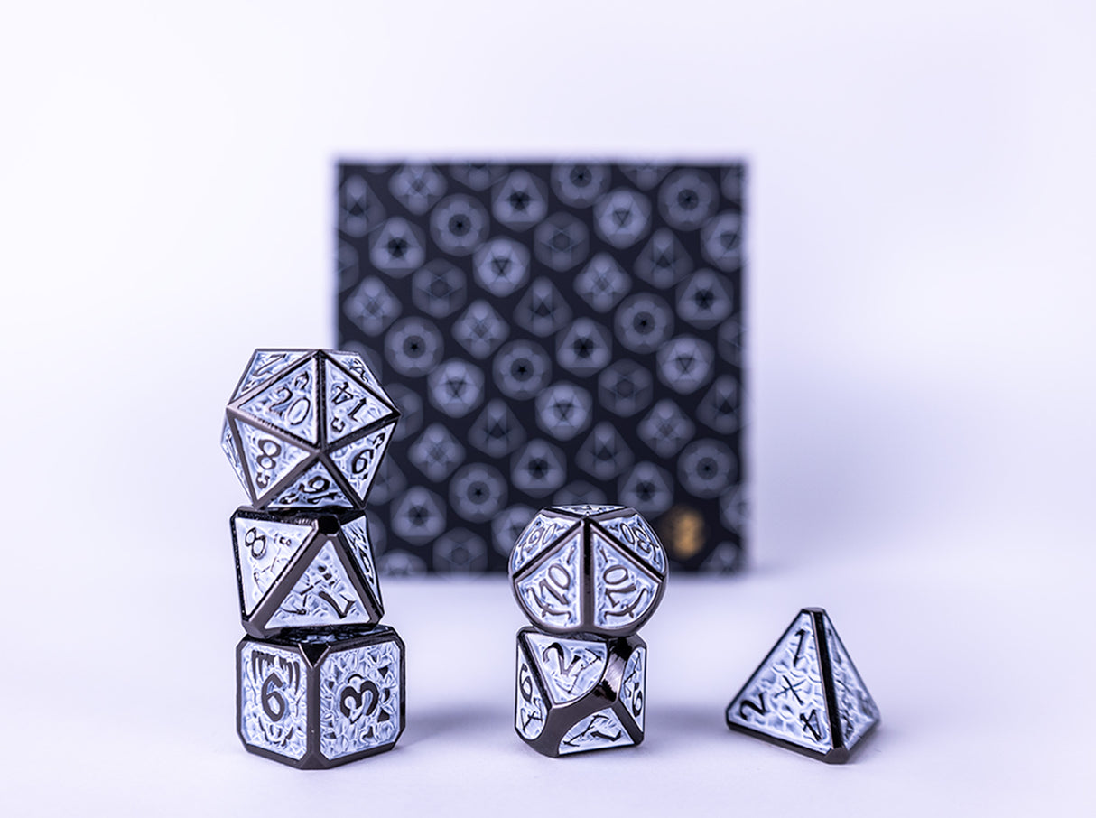 LPG Dice RPG Set Draco Dark Light Blue/Silver