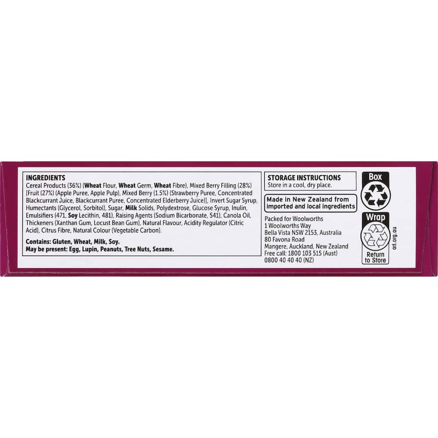 Woolworths Cereal Bars Mixed Berry 6pk 240g