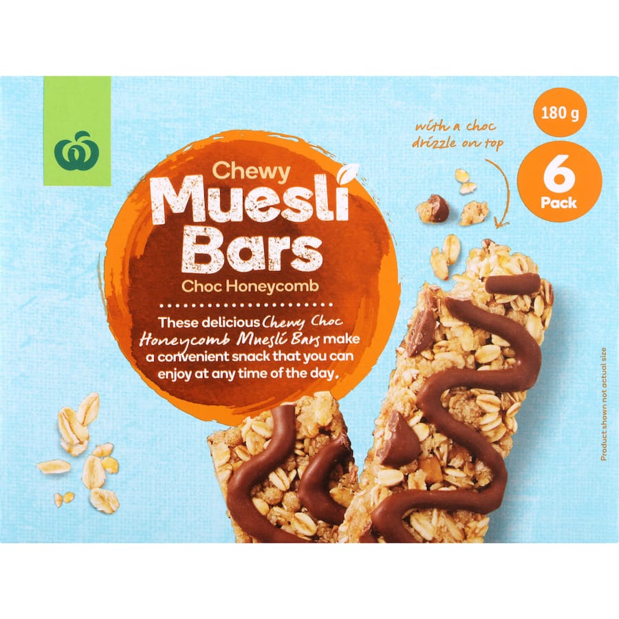 Woolworths Muesli Bars Choco Honeycomb 6pk 180g