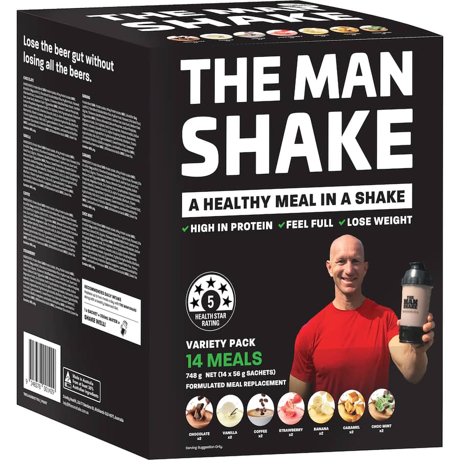 The Man Shake Meal In A Shake Variety Pack 14x56g