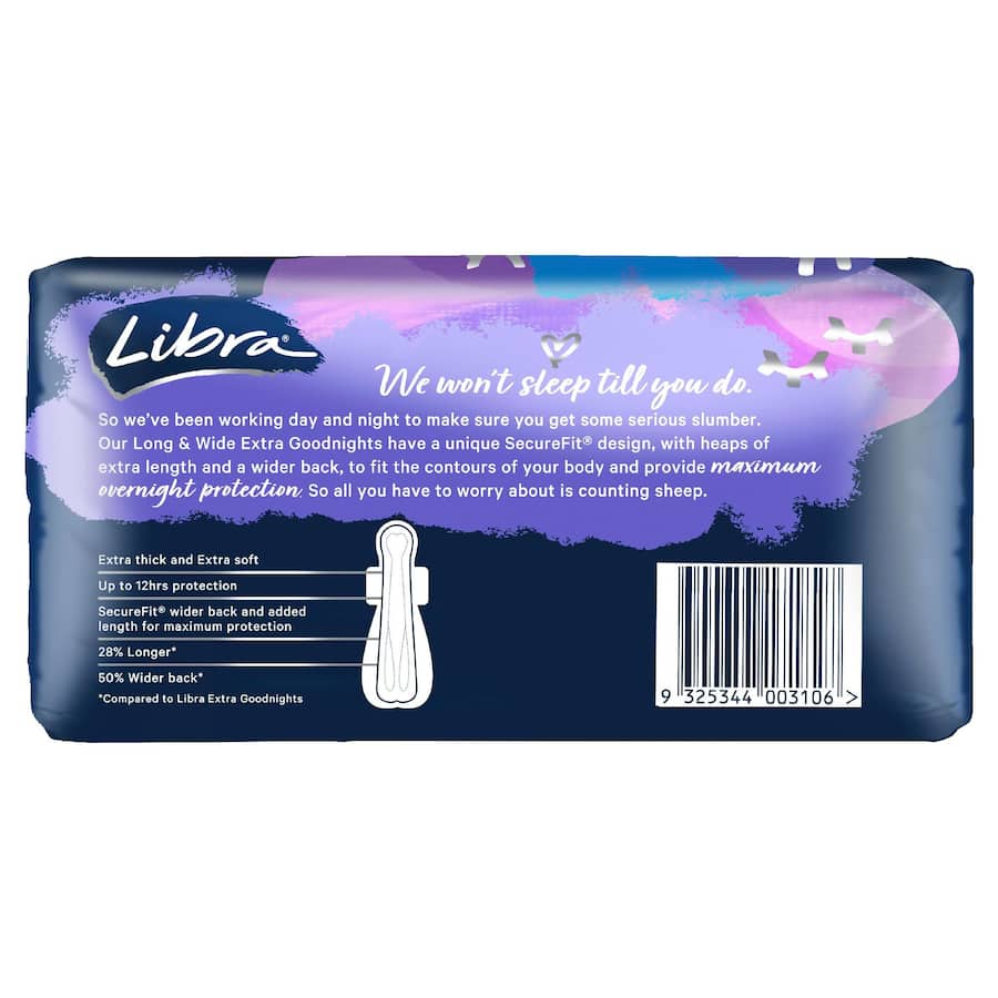 Libra Extra Pads Goodnights Long & Wide 6pack