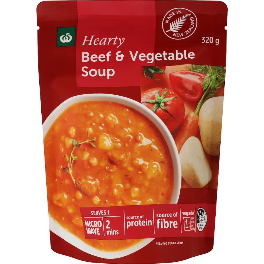 Woolworths Soup Beef & Vegetable Pouch 320g