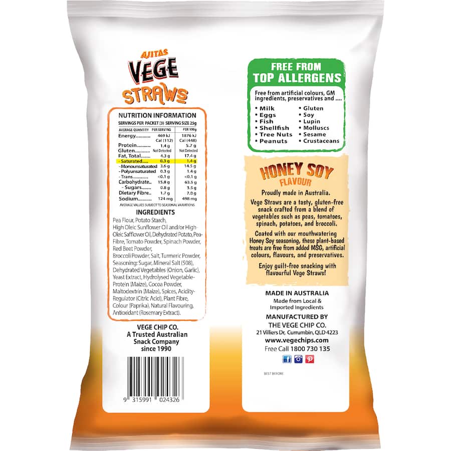 Vege Chips Potato Straws Honey Soy 75g