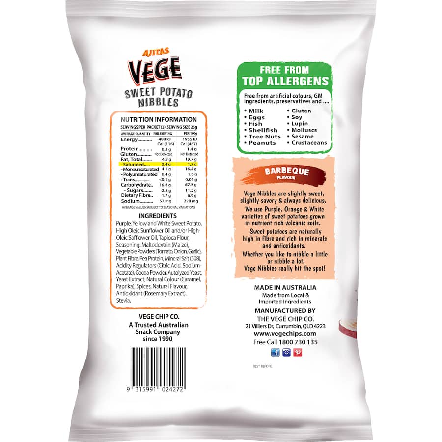 Vege Chips Potato Nibbles Barbeque 75g