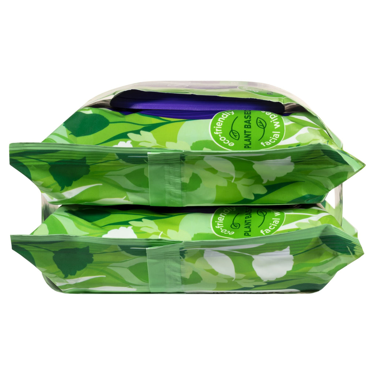 Eco-friendly Swisspers Aloe Vera Facial Wipes, 2x25 pack, biodegradable, soothing, gentle cleanse for all skin types.