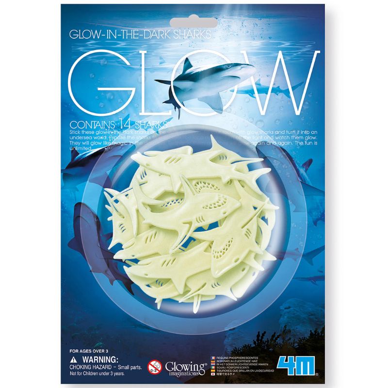Glow In The Dark Sharks 14 Pack - 4M