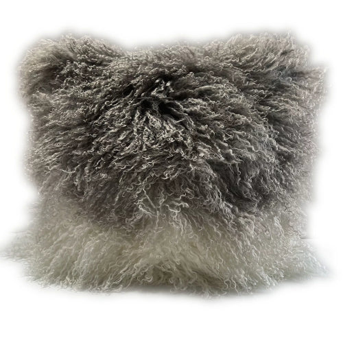 Tibetan Lamb Fur Cushion Grey/Wh Ombre 50 X 50cm