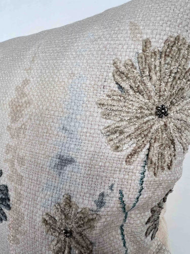 WILDFLOWERS EMBROIDERED CUSHION 45x45cm