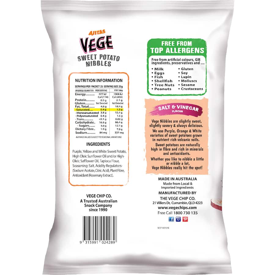 Vege Chips Potato Nibbles Salt & Vinegar 75g